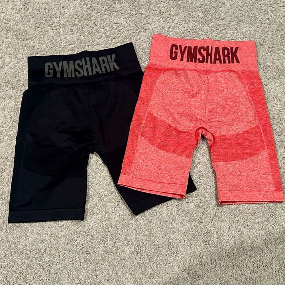 Gymshark Black and Peach Flex Biker Shorts Duo